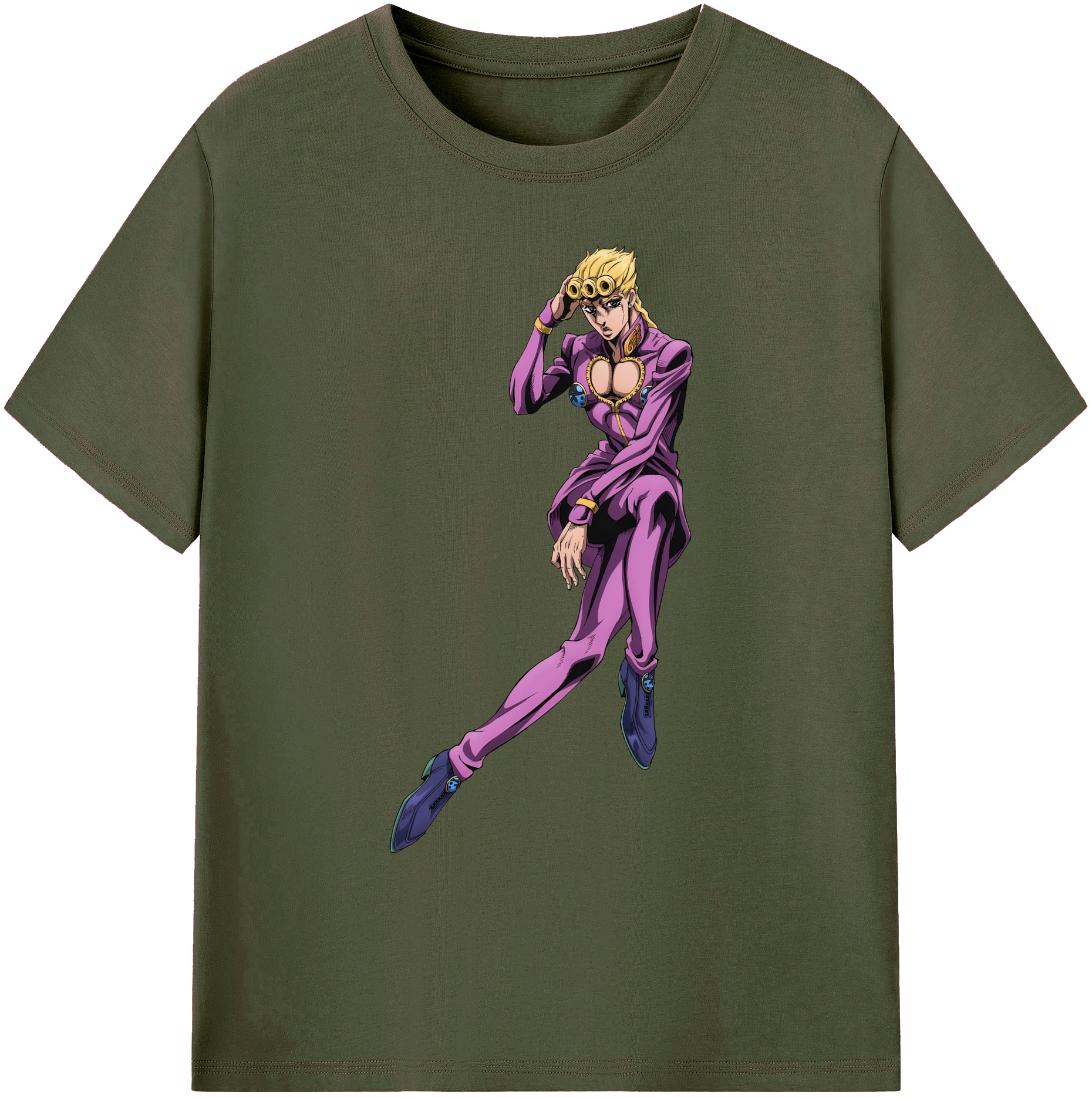 （画像用） ジョジョの奇妙な冒険 ジョルノ?ジョバァーナ JoJo's Bizarre Adventure Giorno Giovanna 綿100％ メンズ半袖Tシャツ｜肌触りやわらか＆通気性